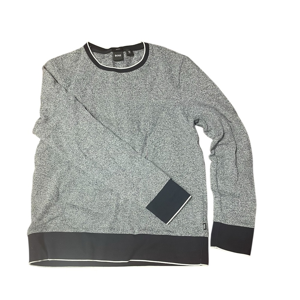 Hugo Boss Blue and Gray Crewneck Sweater